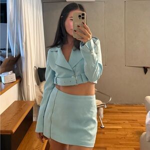 Amanda uprichard light  Blue Crepe Jacket and Skirt Set